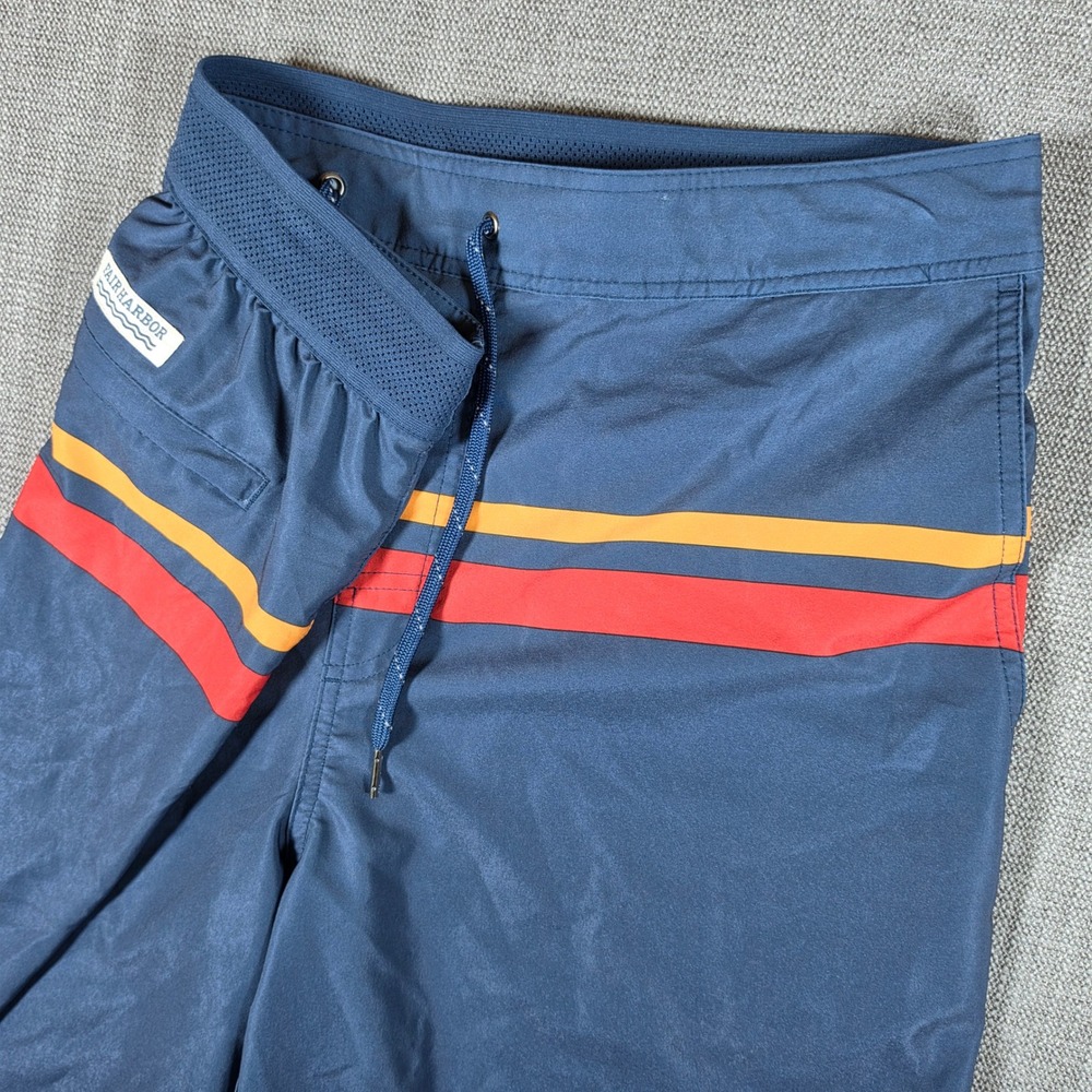 Fair Harbor Board Shorts Mens XXL 36x9 Navy Blue Striped Stretch